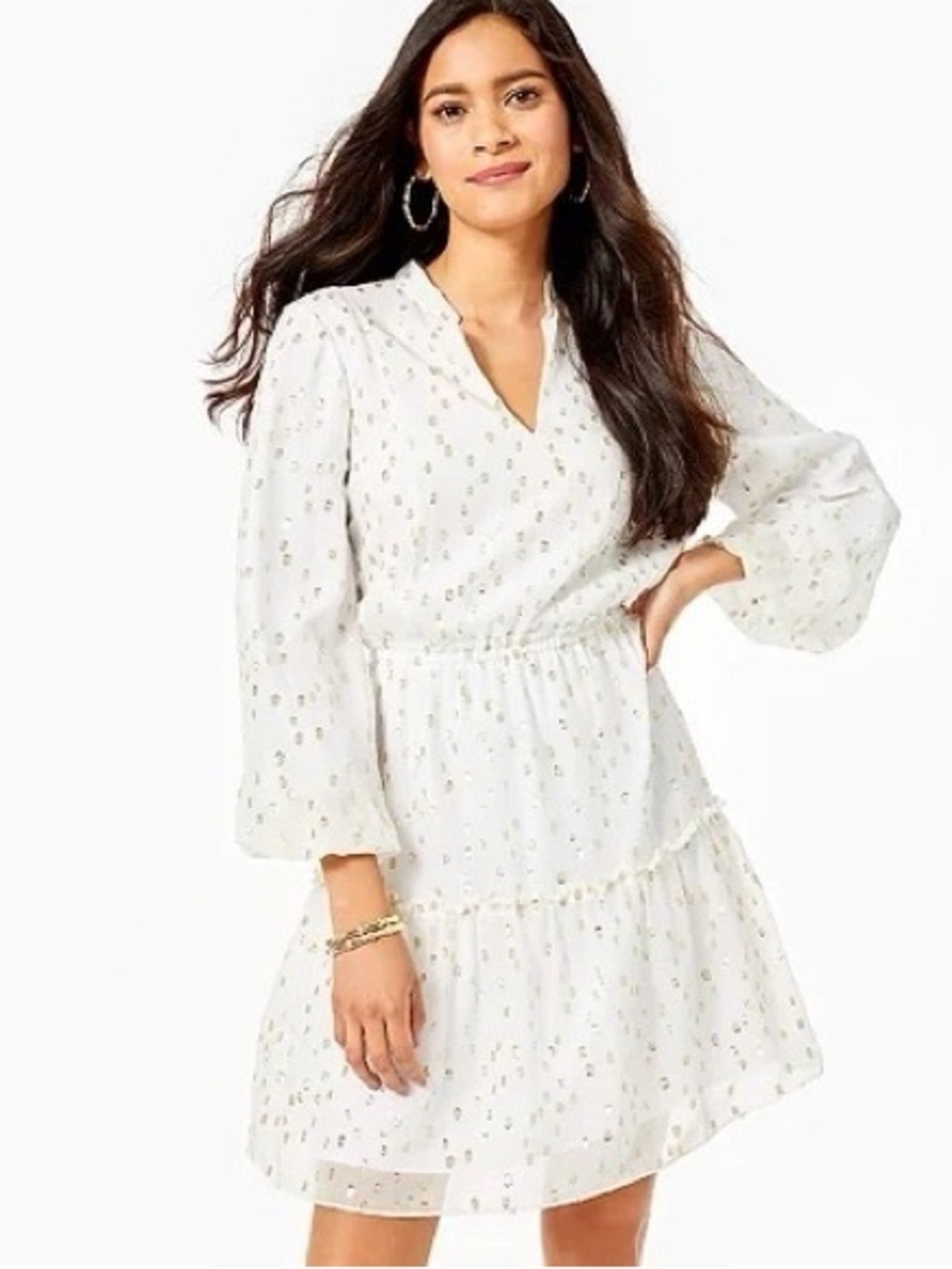 Lilly Pulitzer NWT Joella Silk Dress Coconut Gold Metallic Silk Cup Sz 4